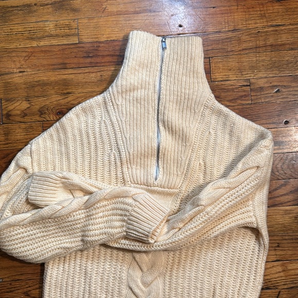 NAADAM Women's Cashmino Cable Quarter Zip‎ Comfy Popover Sweater Cream  Size XS - Picture 10 of 12